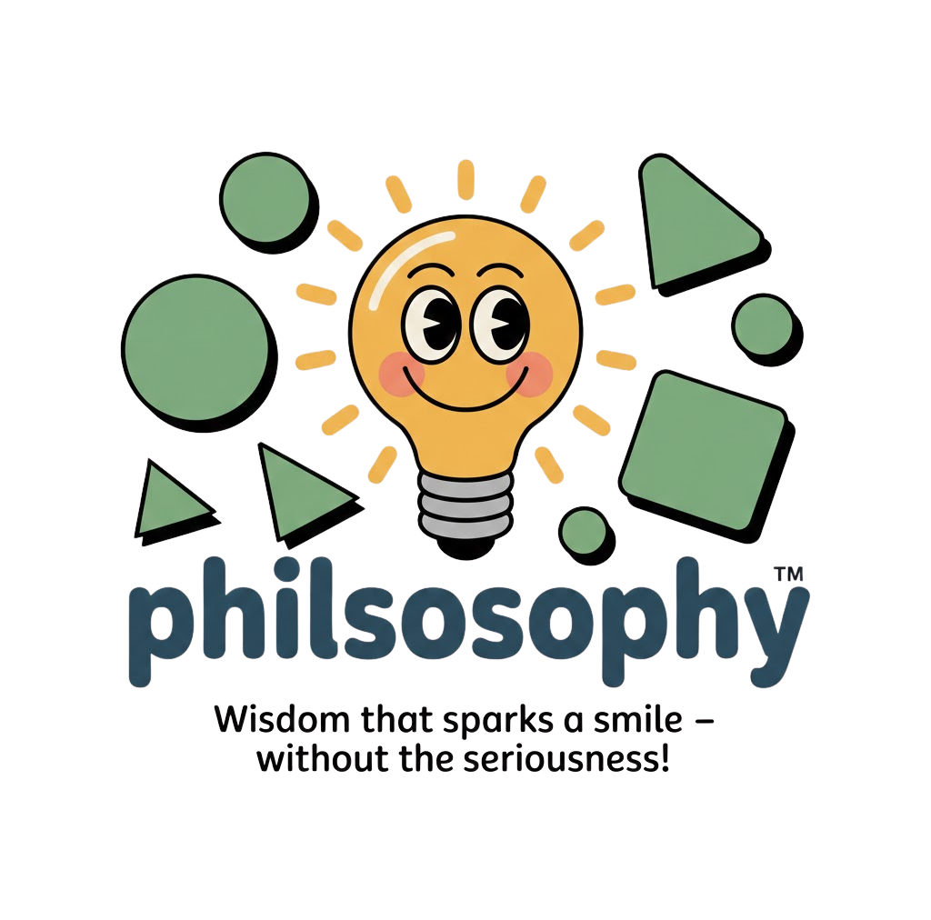 Philsosophy Logo - A smiling lightbulb with glasses representing playful wisdom.