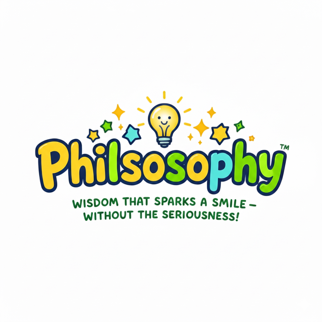 Philsosophy official site header logo featuring a friendly smiling lightbulb mascot with geometric shapes on a dark background.
